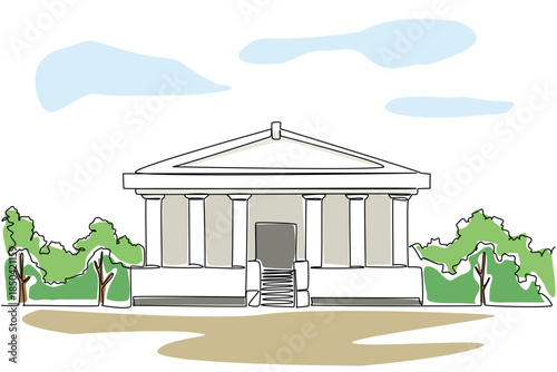 Continuous one line drawing museum building. A place to relax with family. Vacation while learning about history. Landmark. International Museum Day. Single line draw design vector illustration