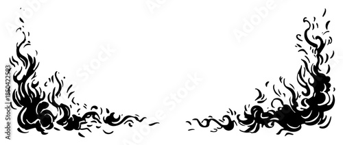 Stylized tribal fire flame corners for decorative frame border