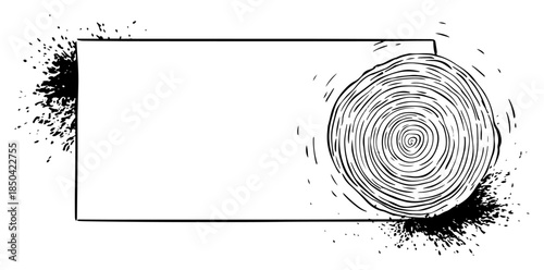 Wooden log cross section with tree rings and grunge frame