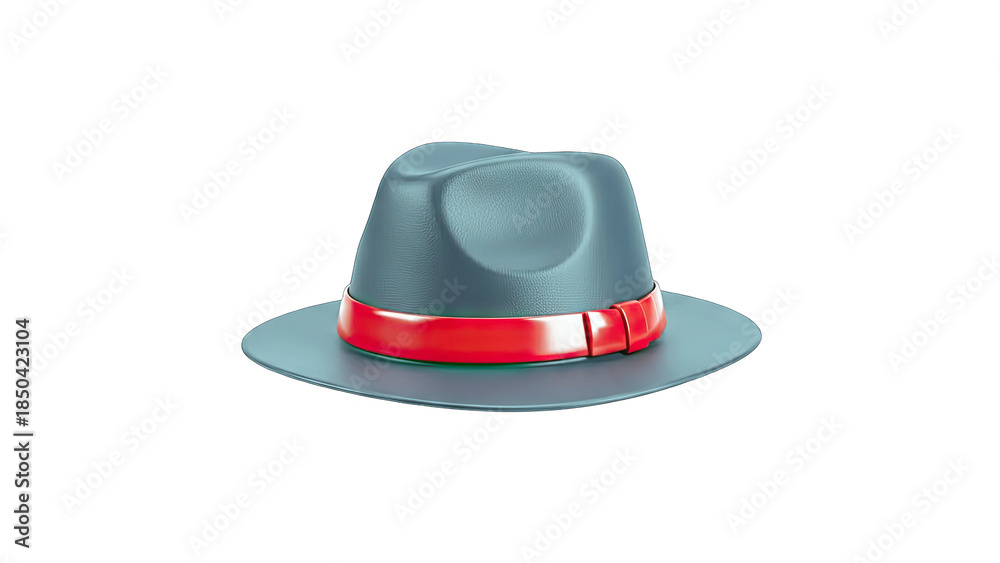Fototapeta premium Stylish Fedora Hat with Red Band on White Background