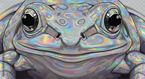 Close Up Iridescent Rainbow Frog Skin Texture with Glossy Surfaces