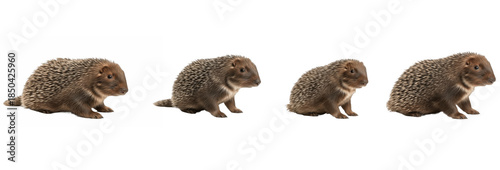 Set of Mole Collection, Small Burrowing Mammal in Walking Poses, Detailed Wildlife Animal Illustration, isolated on transparent png background, oil paint