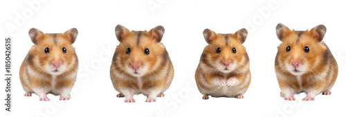 Set of realistic hamster collection isolated on transparent PNG background, oil paint