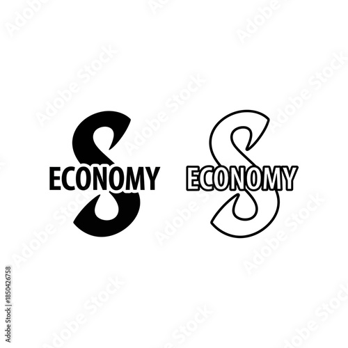 Economy Word With Large S Symbol One Solid One Outline Keywords: economy, word, text, lettering, symbol, sign, business
