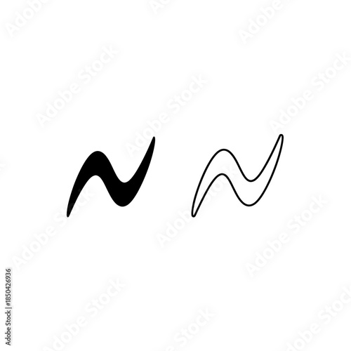 Stylized wavy line icon representing a curve or squiggle abstract