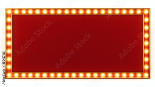 Bright Retro Marquee Light Frame with Red Background for Displays