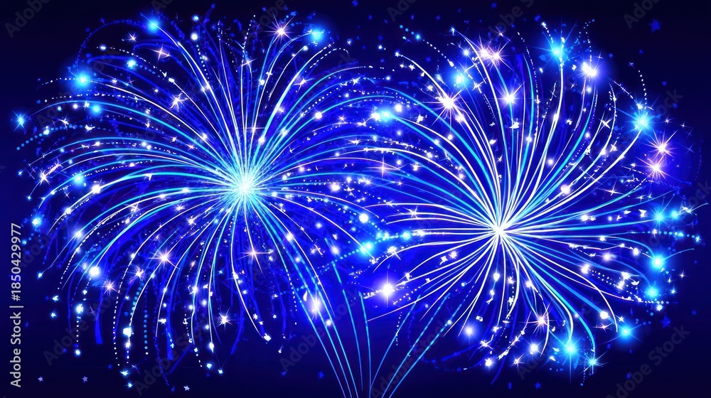 Obraz premium Spectacular Blue Fireworks Display Illuminating the Night Sky.