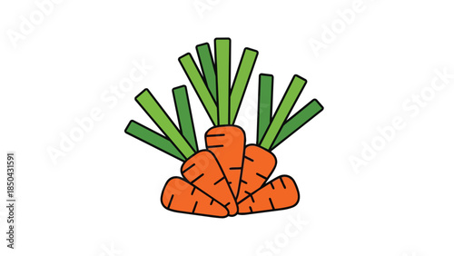 Vibrant cartoon carrots illustration fresh vegetables simple graphic design healthy food ingredient produce farming