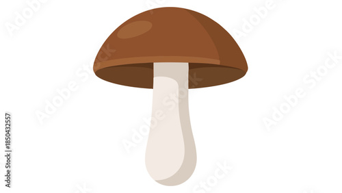 A contemporary vector graphic of a savory brown-capped mushroom featuring a prominent white stem, ideal for culinary themes, organic products, or