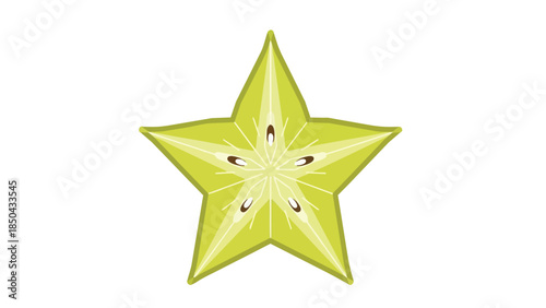 Vibrant cross-section of a star fruit showcasing its distinctive five-point star shape and fresh tropical essence. A delectable and visually