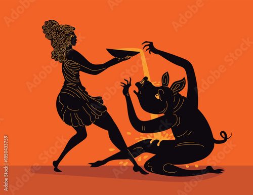 Circe transforming a man into a pig