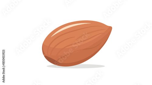 A singular fresh almond, meticulously illustrated with warm brown tones, highlighting its smooth, healthy exterior, perfect for conveying natural
