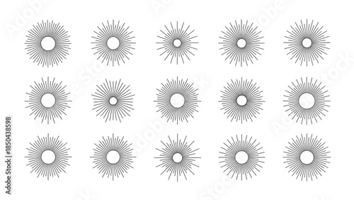 Collection of sunburst shapes in various styles