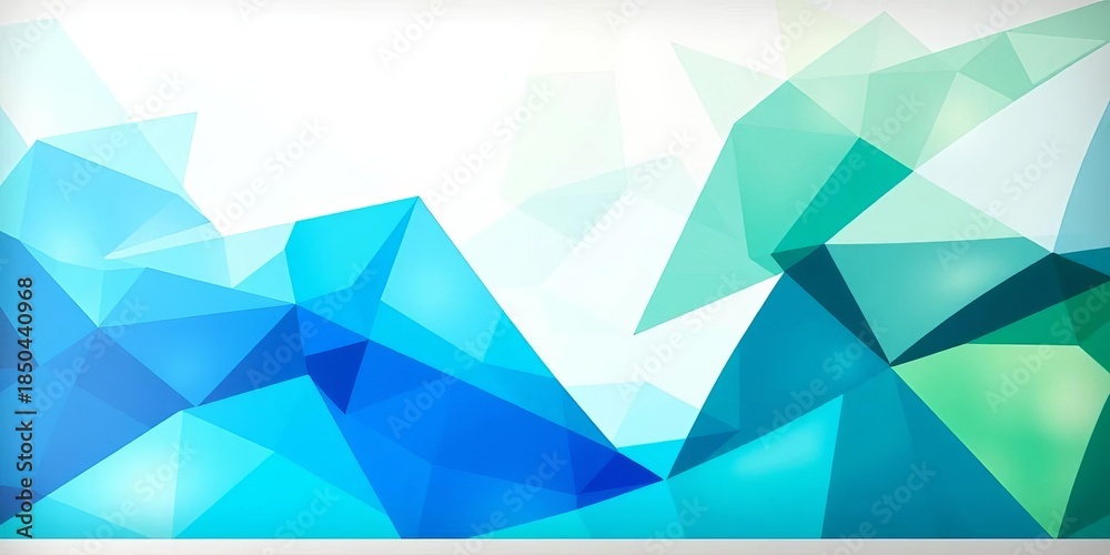 Fototapeta premium Abstract geometric shapes in calming blues and greens create a serene office wall mural, serene, home office