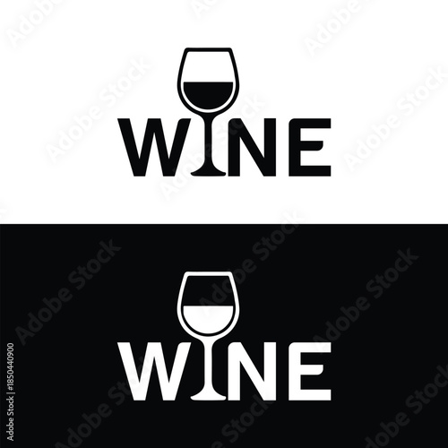 Modern wine logo design with elegant wine glass and text