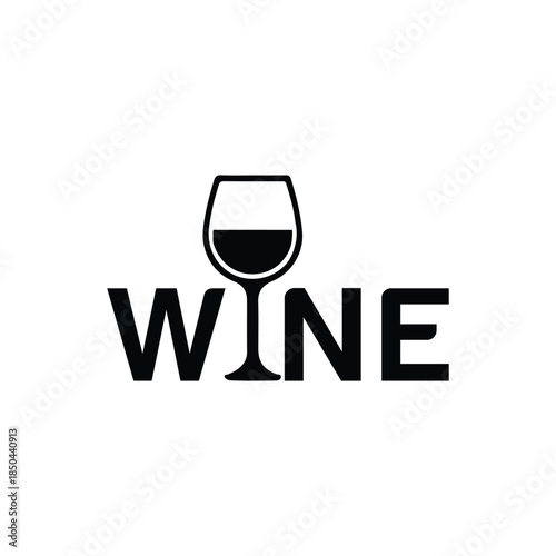 Simple wine logo with elegant glass and bold typography