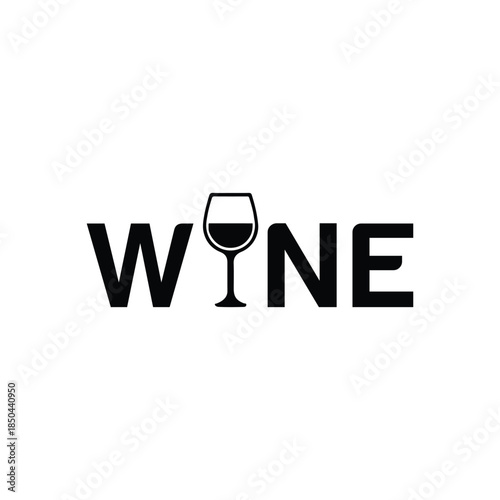 Modern wine logo with elegant glass and bold typography