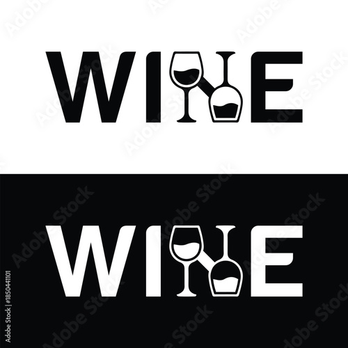 Elegant wine logo design with glass and bottle graphics