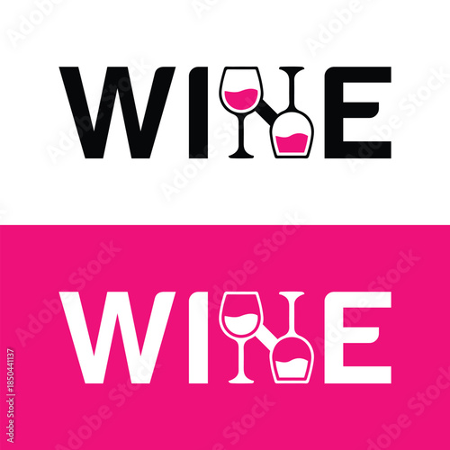 Modern wine logo with glasses and elegant typography