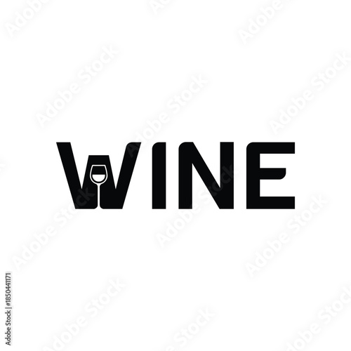 Modern wine logo with elegant glass integrated into design
