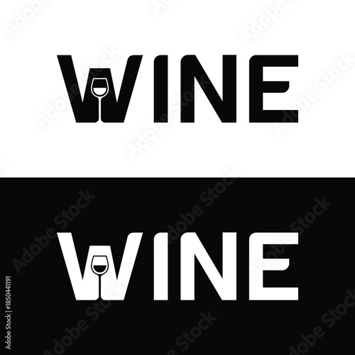 Modern wine logos with elegant typography and wine glass icon