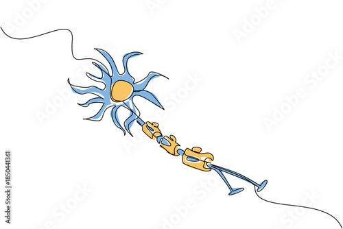 Single continuous line drawing multiple sclerosis nerves. Autoimmune disease disorders. Attacks healthy nerve cells. Symptom. Sick. World Multiple Sclerosis Day. One line design vector illustration