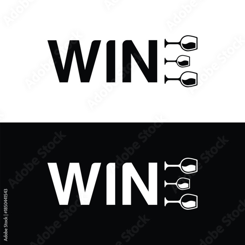 Modern win logo with wine glasses for business success