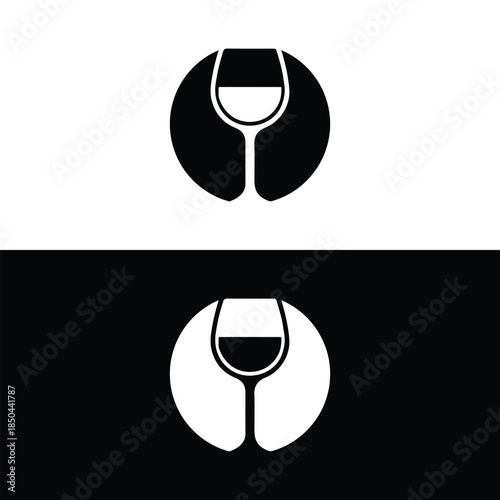 Elegant wine glasses in modern black and white design