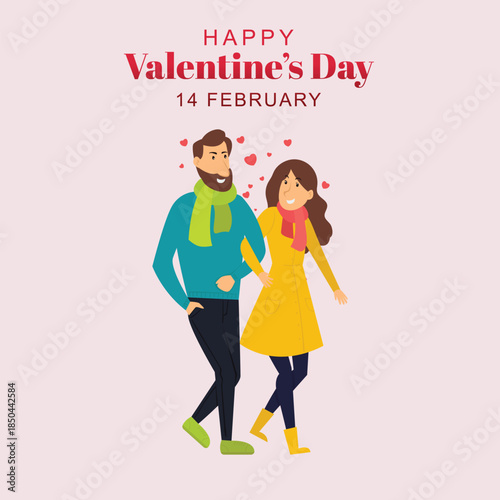 Valentine’s Day Romantic Couple Greeting Illustration