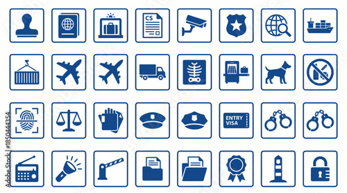 Vector icons Collection of Security and Law Enforcement Icons for Digital and Print Media. EPS Editable
