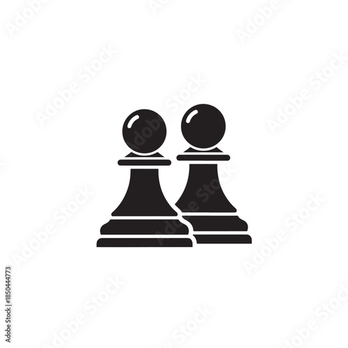 Black Chess Pawns on White Background