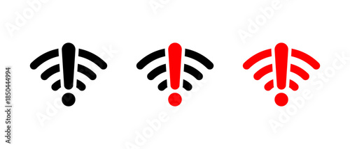 Wifi warning icon in flat style. Internet connection alert and network problem symbol. Wireless error sign