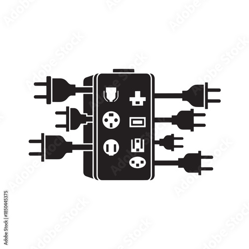 Power Strip with Multiple Outlets and Plugs