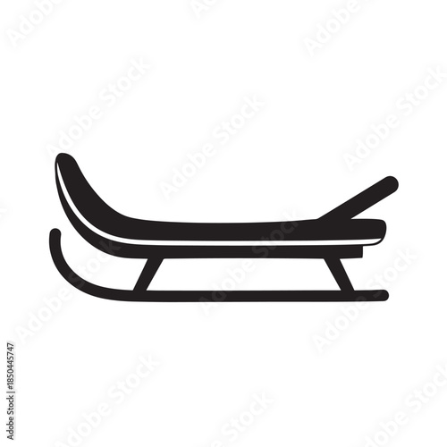 Sled Icon Black Silhouette Isolated on White Background