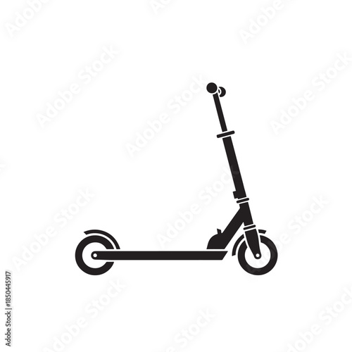 Kick Scooter Black Silhouette Isolated on White Background Vector Icon