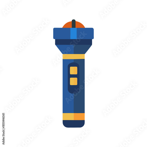 Police Flashlight Equipment Minimal And Simple Colorful Vector White Background Only