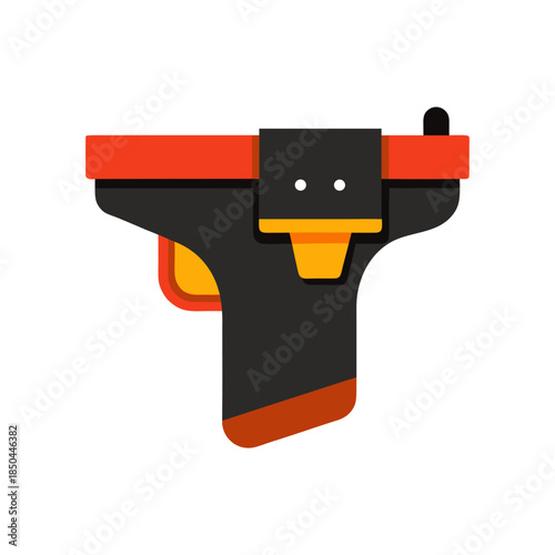 Police Gun Holster With Belt Minimal And Colorful Vector White Background Only
