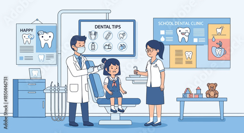 Dentist Examining Young Girl in Clinic 1.