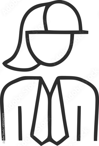 Woman worker outline icon, female builder, engineer, or technician person symbol