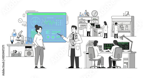Scientists Working Together in Laboratory Setting.