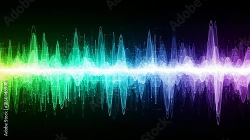 Wallpaper Mural Vibrant multicolored sound wave pattern on a black background with glowing effect Torontodigital.ca