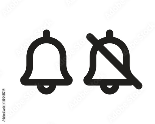 Notification and Mute Bell Icons for Alert Settings in UI and Mobile App Design – High Quality Vectorial Stock Image