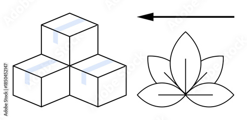 Logistics concept. Logistics by stacked boxes and a leaf indicating sustainability. Logistics s eco-friendly shipping, green practices, and sustainable packaging. Perfect for supply chain, shipping