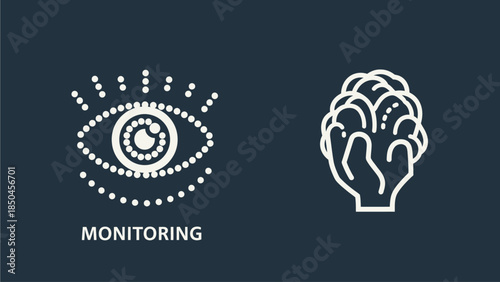 Brain and Eye Monitoring Icons Visualizing Data and Insight for Technology and Science