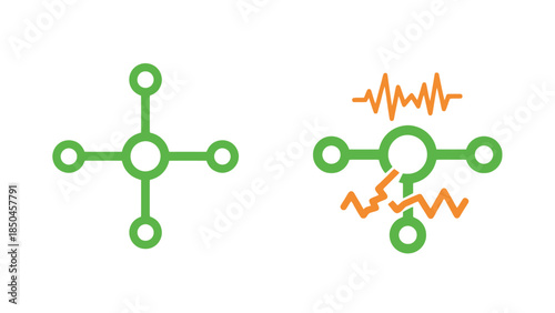 Connectivity Network Diagram with Disruption Signal and Abstract Technology Concept