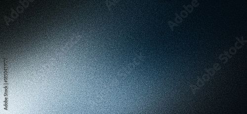 Fotografie Blue gray gradient on dark grainy background, abstract noise texture banner, hea