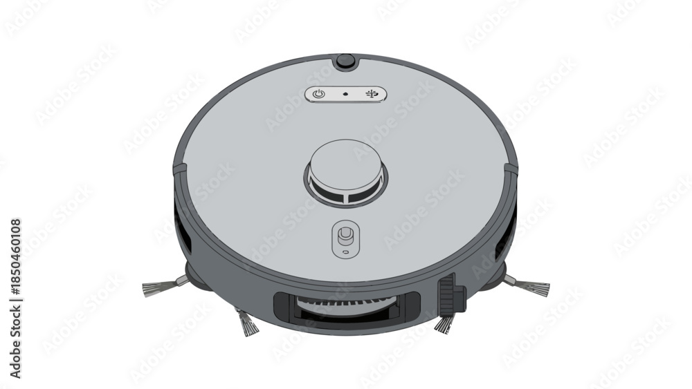 Fototapeta premium Top view illustration of a circular robotic vacuum cleaner