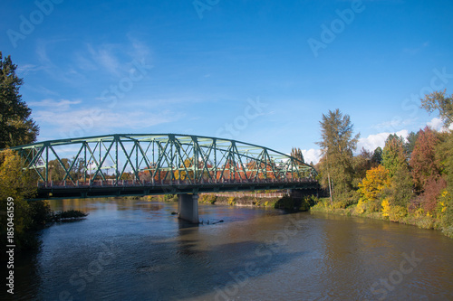 The Ferry Street bridge in Eugene, Oregon on a beautiful fall day.