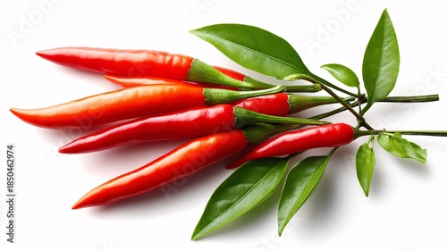 illustration of a handful of Hua Jiao (Sichuan peppercorns) and a few dried red chilies, freshly presented as if just picked. They are artfully arranged, casting soft, natural shadows on a pristine 