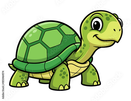 Cute Cartoon Turtle Pet Character Vector Illustration